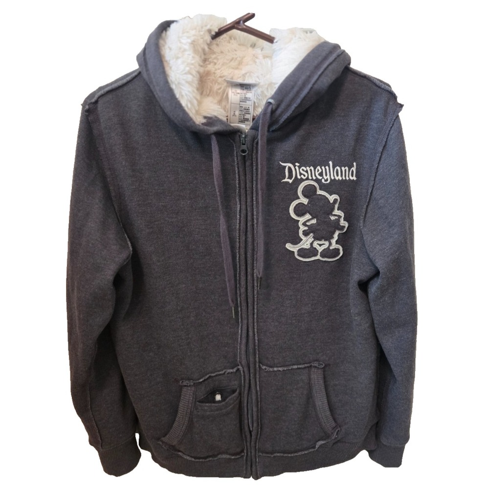 Walt Disney 55th Year Anniversary Fur Lined Hoodie, Women's Large Gray